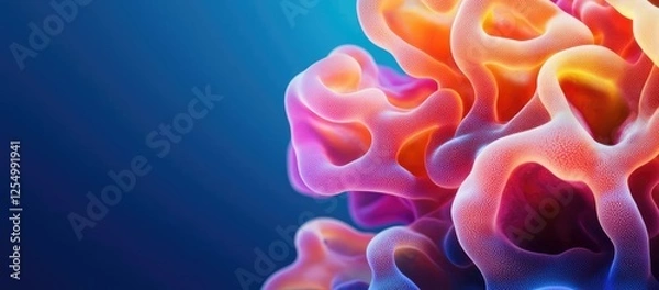 Fototapeta Marine animals microscopic idea. Vibrant coral reef structure with colorful marine life in a serene underwater setting.