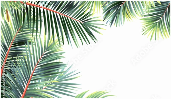 Fototapeta Palm fronds vector, tropical palm leaves, paradise clipart, nature illustration, beach palm, summer tropical, exotic greenery, tropical plants, vacation