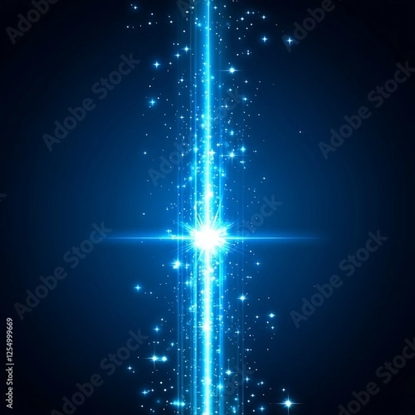Fototapeta Gleaming Blue Light Streaks with Particle Bursting Effect Graphic Resource Wallpaper Design Template