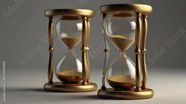 Obraz PNG A minimal hourglass gold white background deadline