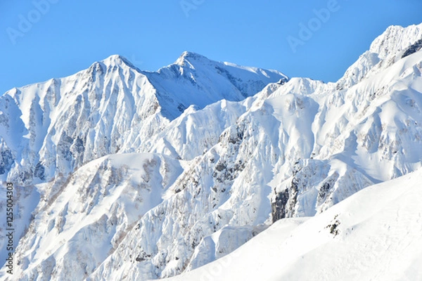 Obraz 八方尾根から望む厳冬期の鹿島槍ヶ岳への稜線