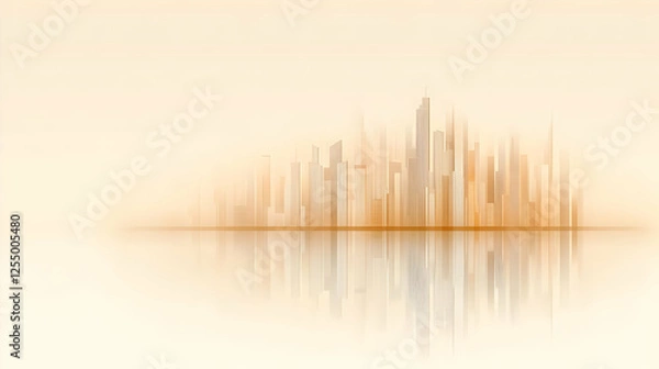 Fototapeta Abstract Cityscape Illustration - Golden Skyline Reflection
