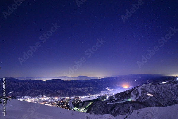 Obraz 北アルプス八方尾根から望む冬の夜景