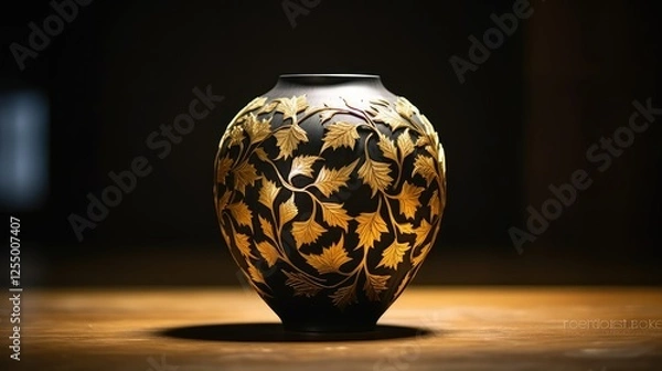 Obraz ceramic gold leaf pattern
