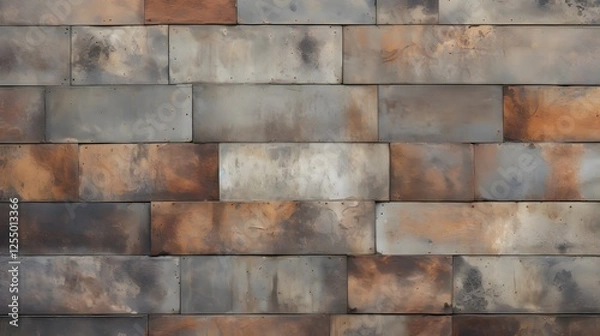 Obraz Rustic Metal Wall Texture Weathered Copper and Steel Panel Background