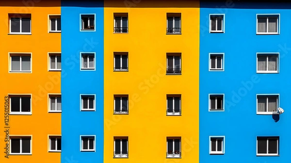 Obraz Vibrant Building Facade Illustration: Colorful Architecture