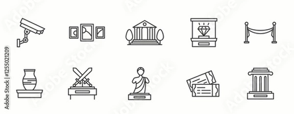 Obraz Museum Item line Icon Set . Vector Illustration