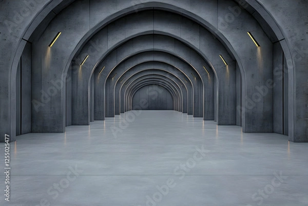 Fototapeta 3D Render Grey Concrete Archway Background