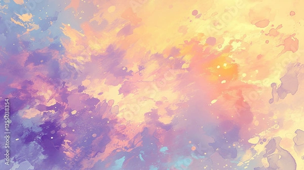 Fototapeta Abstract watercolor background with soft pastel hues. Pink, purple, and yellow 