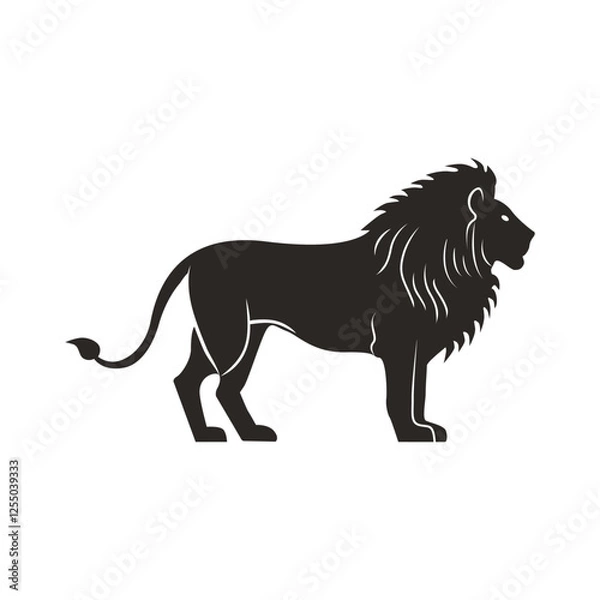 Fototapeta A silhouette lion standing on a isolated background