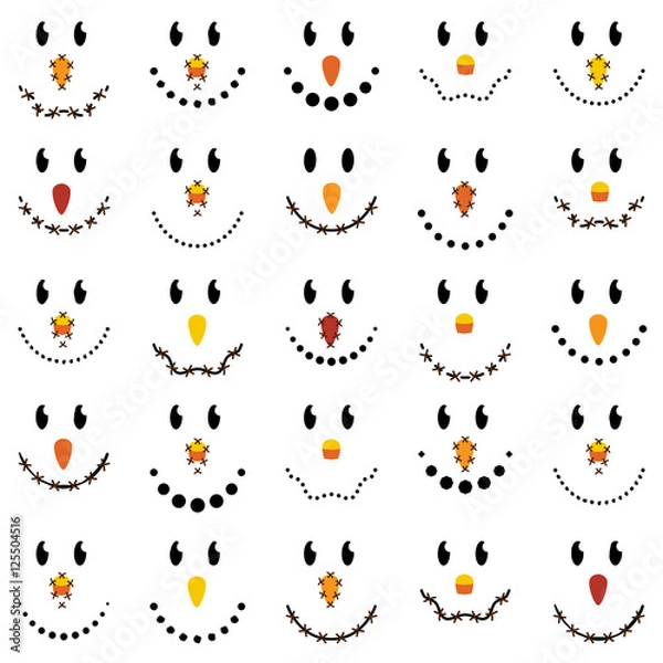 Obraz Vector Collection of Cute Scarecrow Faces