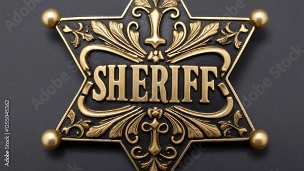 Fototapeta Vintage sheriff badge in gold