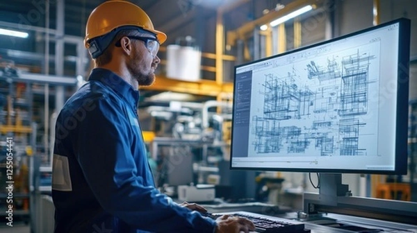 Fototapeta Excellent Smart Construction Workflow with Automated Resource Management
