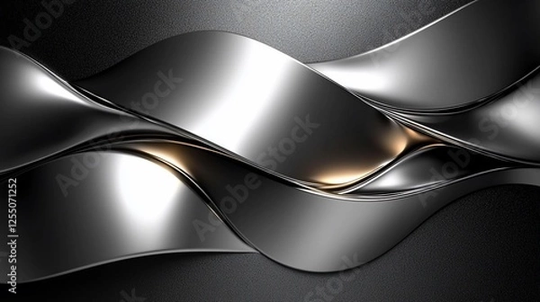 Fototapeta Abstract metallic wave design with subtle gold highlights.