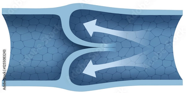 Fototapeta Diagram of venous valves, these are internal structures in the veins that prevent blood from flowing backward, ensuring its unidirectional flow towards the heart.