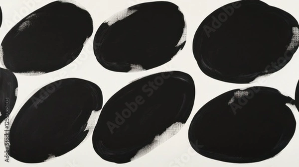 Fototapeta Abstract Black and White Oval Composition: A Modern Art Canvas