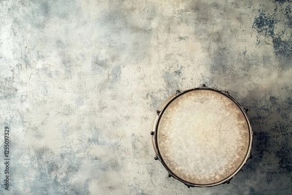 Fototapeta Close-Up of Textured Drumhead with Metallic Rim