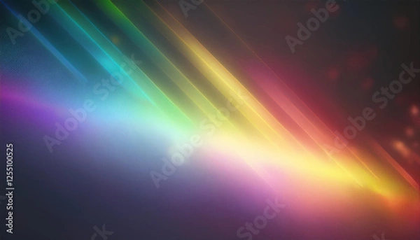 Fototapeta Rainbow colorful pastel light prism effect, beautiful background. Hologram reflection, crystal flare leak shadow overlay. Abstract blurred iridescent light backdrop.