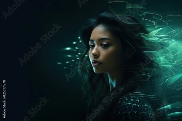 Obraz Digital abstract background futuristic technology portrait.