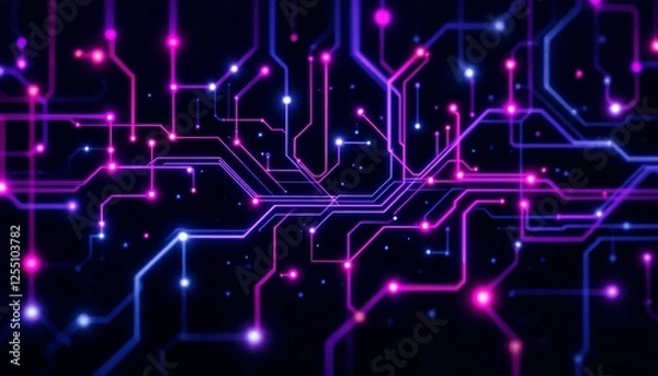 Fototapeta Luminous Circuitry, A Visual Exploration of Interconnectedness and Data Flow