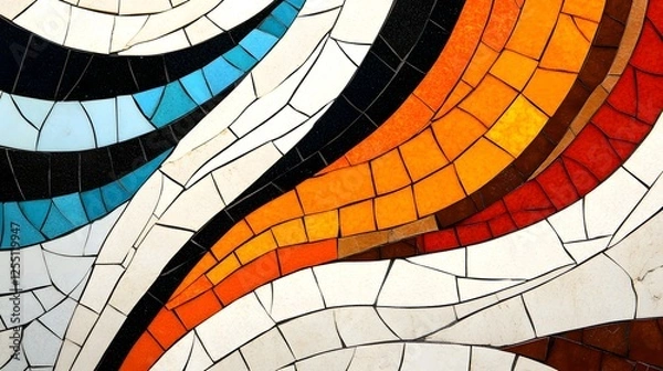 Fototapeta Colorful Mosaic Pattern with Abstract Curves and Textures