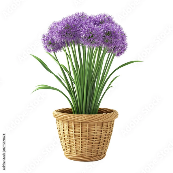 Fototapeta A basket of beautiful flowers is arranged in a basket