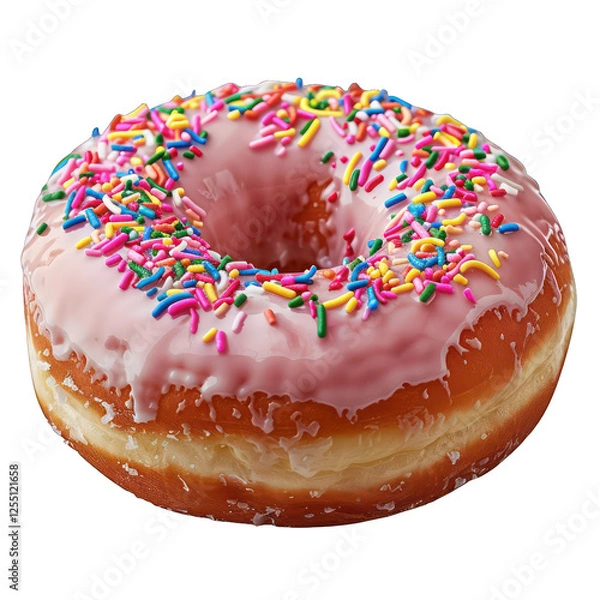Obraz Pink Frosted Donut with Rainbow Sprinkles