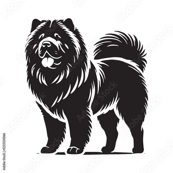 Fototapeta Unique Chow Chow silhouette showcasing its iconic mane - Chow Chow illustration - minimal Chow Chow vector - dog silhouette
