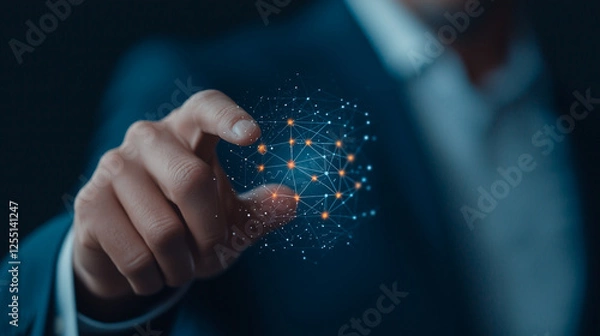 Fototapeta Modern Businessman Using Banking App for Digital Transactions