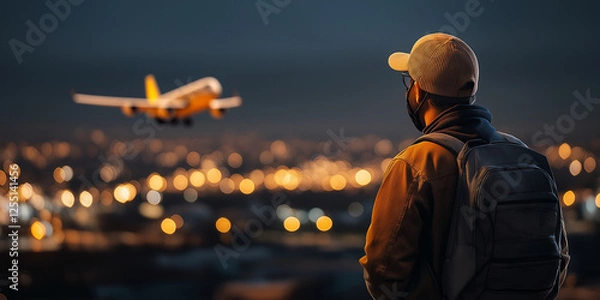 Fototapeta Futuristic pandemic preparedness and response strategies in global health urban environment air travel viewpoint