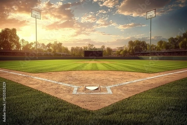 Fototapeta Captivating artwork showcasing a baseball field setting.