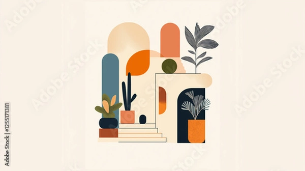 Fototapeta Vector illustration of an abstract house