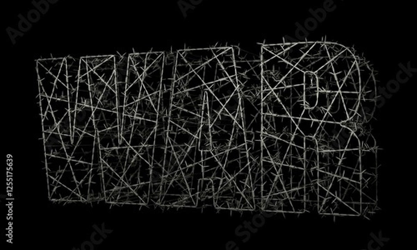 Obraz 有刺鉄線で作られた戦争の文字