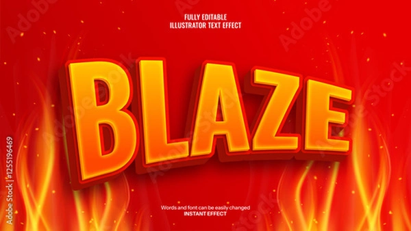 Fototapeta Editable Blaze 3D Text Effect with Fiery and Intense Typography in Red and Yellow on a Burning Flames Background.
