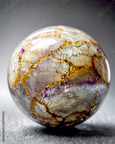 Obraz Crystal Quartz Sphere: A beautifully polished sphere with a smooth, reflective surface and natural clarity.
