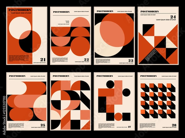 Obraz Artworks, posters inspired postmodern of vector abstract dynamic symbols with bold geometric shapes, useful for web background, poster art design, magazine front page, hi-tech print, cover artwork