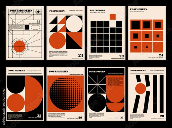 Obraz Artworks, posters inspired postmodern of vector abstract dynamic symbols with bold geometric shapes, useful for web background, poster art design, magazine front page, hi-tech print, cover artwork