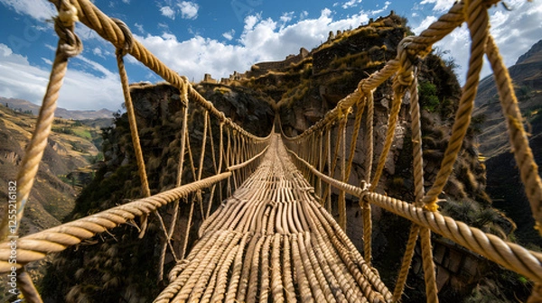 Obraz The Qeswachaka Bridge - Ancient Engineering Marvel Spanning Across Time