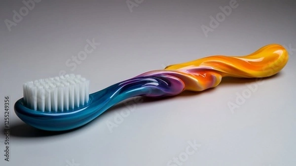 Fototapeta Vibrant Rainbow Toothbrush: A Swirl of Color and Cleanliness