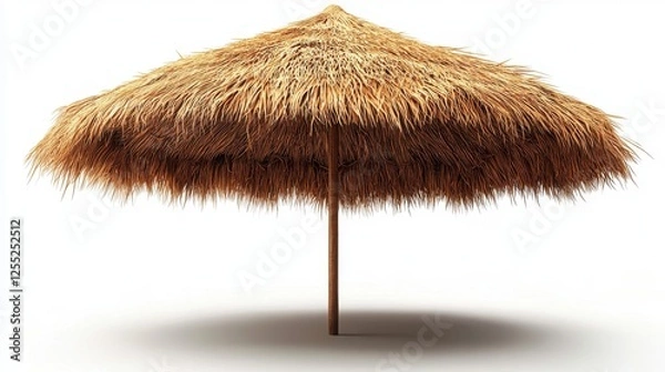 Fototapeta thatched beach umbrella isolated on transparent background