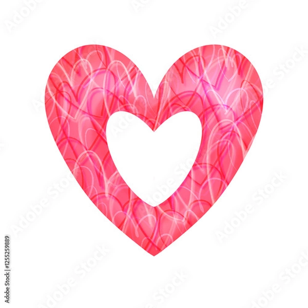 Fototapeta Pink Heart Made of Layered Doodle with a Heart-Shaped Hollow