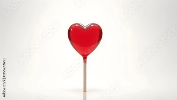 Obraz A heart-shaped lollipop centered on a white background.
