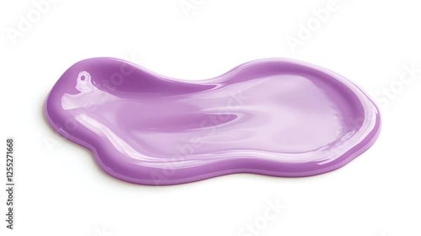 Fototapeta Lilac splash forming a smooth oval puddle on white