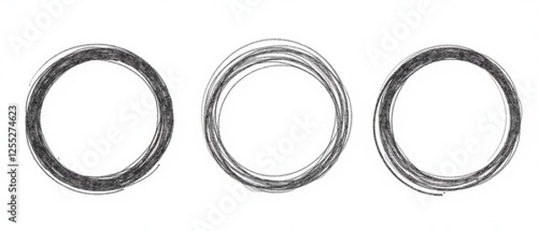 Obraz Abstract Hand Drawn Circles - Black Line Art