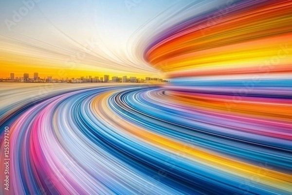 Fototapeta Business concept - high speed abstract MRT track of motion light for background in tokyo, japan , isolated on white background,  , copy space, copy space for text,
