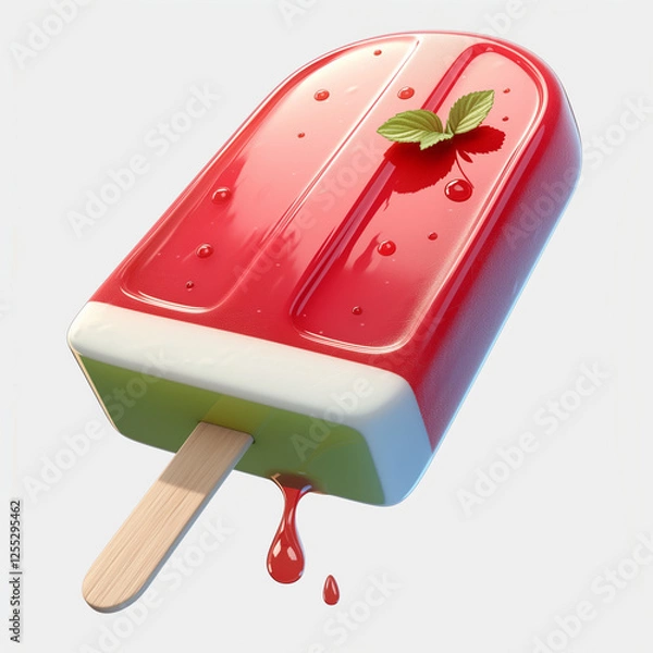 Fototapeta Watermelon ice cream on light background, 3d illustration