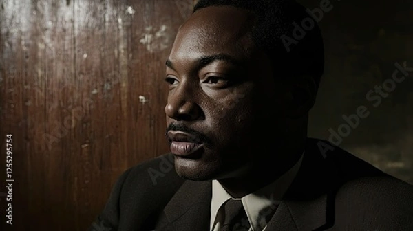Obraz A contemplative portrait of a civil rights leader in deep thought