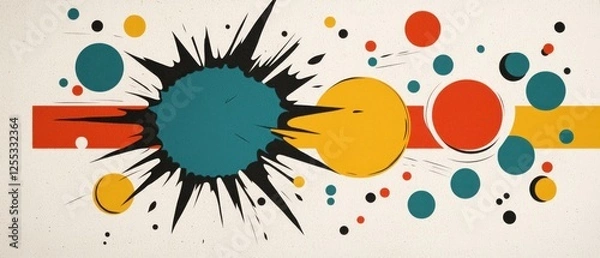 Fototapeta Abstract Colorful Geometric Composition with Splatter and Circles