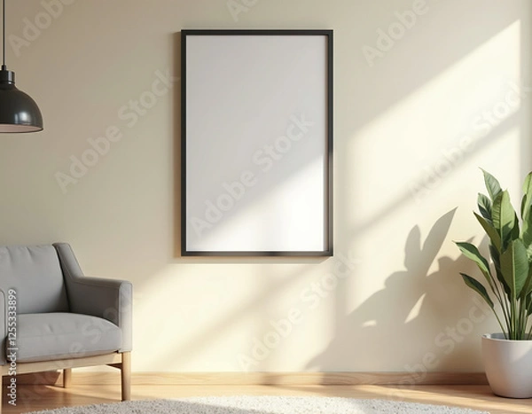 Obraz Elegantes Poster Mockup im modernen skandinavischen Wohnzimmer