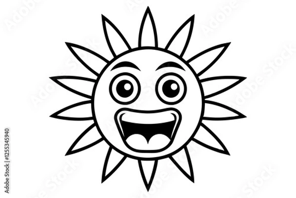 Fototapeta Wow Reaction Line Art Emoji Silhouette Icon – Expressive Black Vector, wow emoji, reaction icon, surprised face, expressive emoji, line art emoji, silhouette icon.